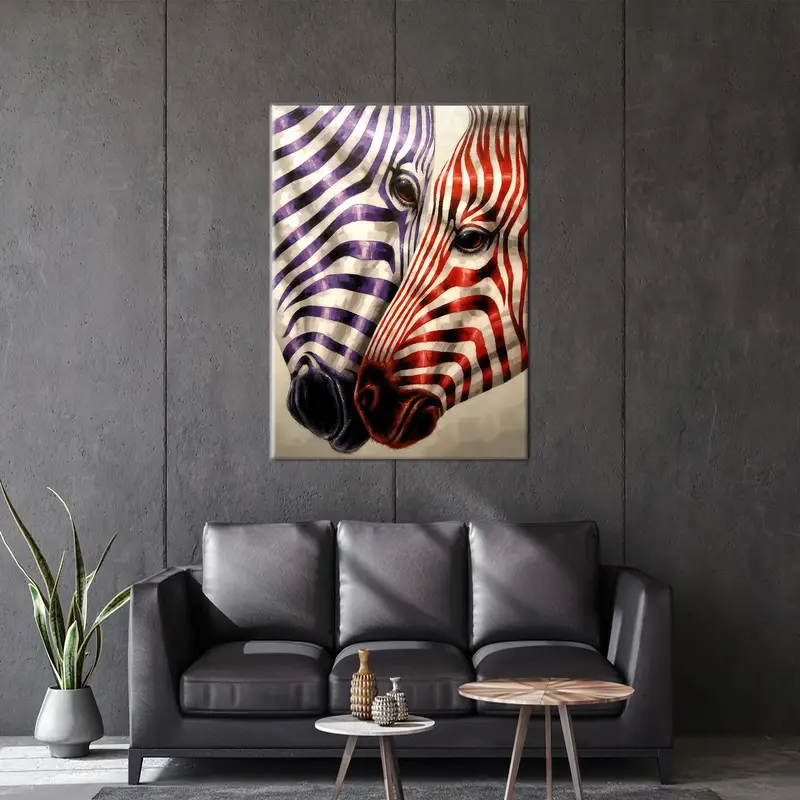 Zebra Canvas Art, Purple Art Decor, Red Artwork, Modern Canvas Decor, Trendy Canvas Art, Wall Hanging Art, Zebra Art Decor, Animal Canvas - 3
