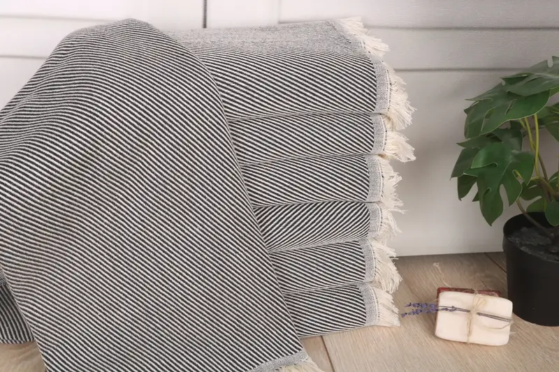 Best Friend Personalized Striped Towel, Black Cotton, 70x36 Inches