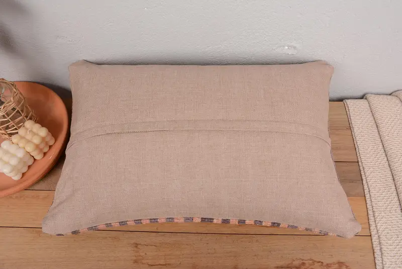 Orange & Gray Striped Pillow, 16x24 Inches Decorative Pillow - 6