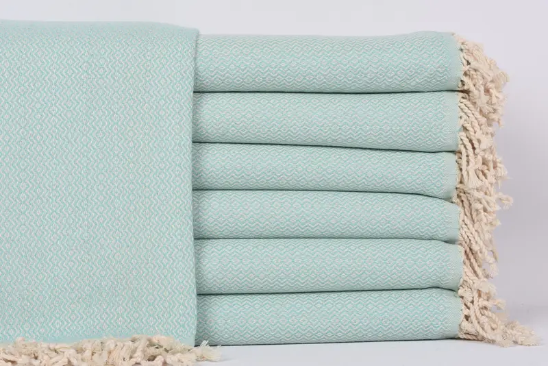 Merry Christmas Personalized Mint Diamond Turkish Beach Towel, 70x40 Inches