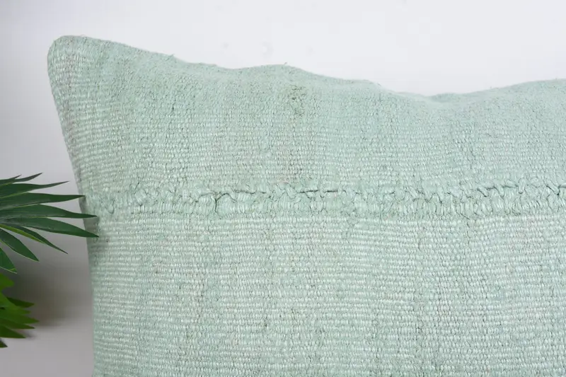 Cushion, Vintage Pillow, Boho Pillow Sham Cover, 24x24 Green Pillow Case, Farmhouse Cushion Cover, Turkish Kilim Pillow - 2