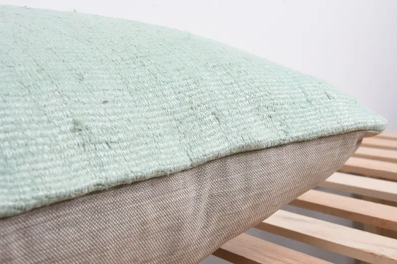 Cushion, Vintage Pillow, Boho Pillow Sham Cover, 24x24 Green Pillow Case, Farmhouse Cushion Cover, Turkish Kilim Pillow - 7
