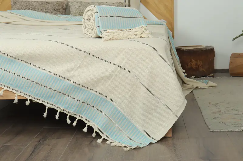 Best Wedding Gift, Turkish Blanket, Bachelorette Gifts, Wedding For Favor, Throw Blanket Couch, Christmas Tablecloth, 104x96 Cotton Striped Towel - 7