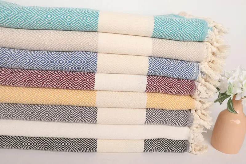 Housewarming Gift, Best Wedding Gift, 96x80 Cotton Diamond Towel, Woven Throw Blanket, Wedding Gift Ideas, Woven Blanket, Turkish Tablecloth - 2