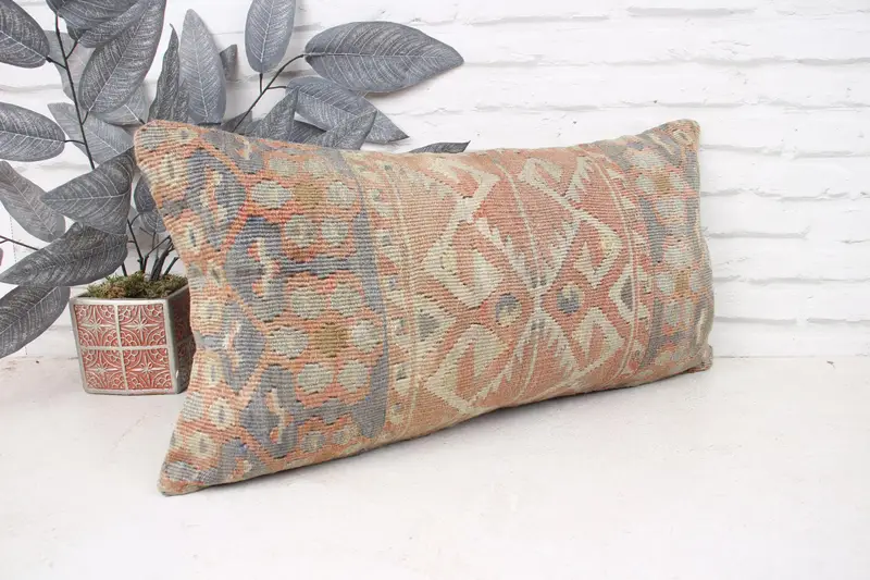 Nautical Throw Pillow, Outdoor Throw Pillow, Pillow for Couch, Kilim Pillow, Cushion, 12x24 Red Cushion Cover, Vintage Kilim Pillow - 3