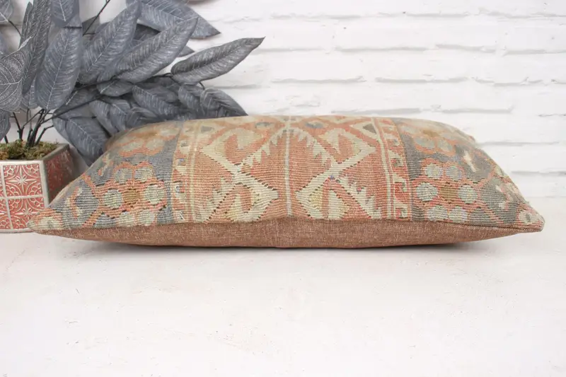 Nautical Throw Pillow, Outdoor Throw Pillow, Pillow for Couch, Kilim Pillow, Cushion, 12x24 Red Cushion Cover, Vintage Kilim Pillow - 5