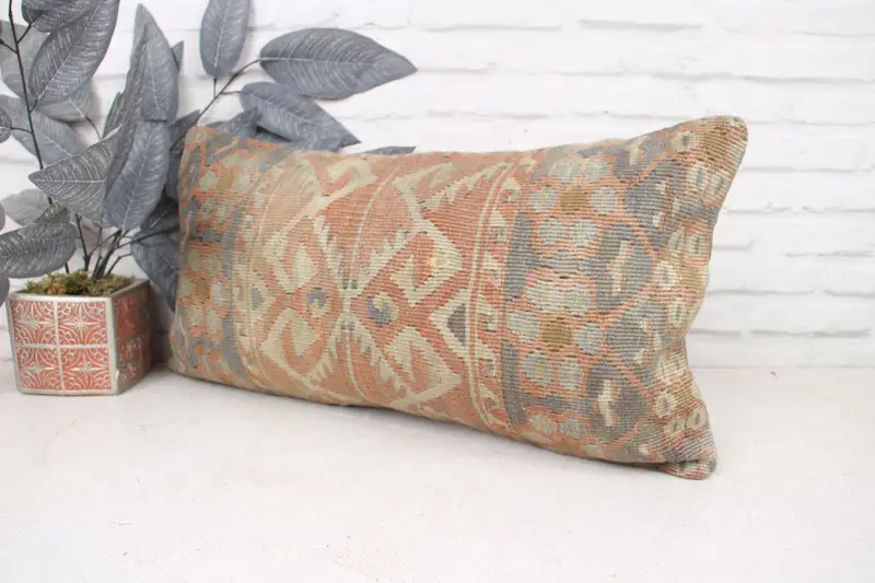 Nautical Throw Pillow, Outdoor Throw Pillow, Pillow for Couch, Kilim Pillow, Cushion, 12x24 Red Cushion Cover, Vintage Kilim Pillow - 4