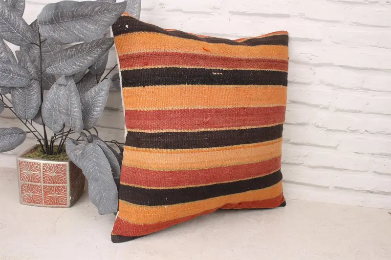 18x18 Red Cushion Cover, Sofa Cushion Cover, Kilim Cushion Sham, Vintage Kilim Throw Pillow, Vintage Kilim Pillow, Authentic Cushion Case, Pillow - 3