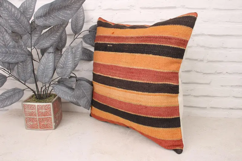 18x18 Red Cushion Cover, Sofa Cushion Cover, Kilim Cushion Sham, Vintage Kilim Throw Pillow, Vintage Kilim Pillow, Authentic Cushion Case, Pillow - 4