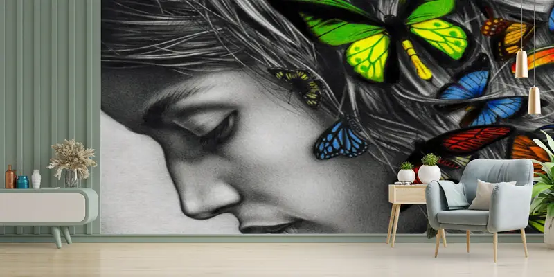 3d Wall Paper,Paper Wall Art ,Surrealist Wall Painting,Woman Portrait Wall Mural,Custom Wall Paper,Abstract Woman Wallpaper, - 2