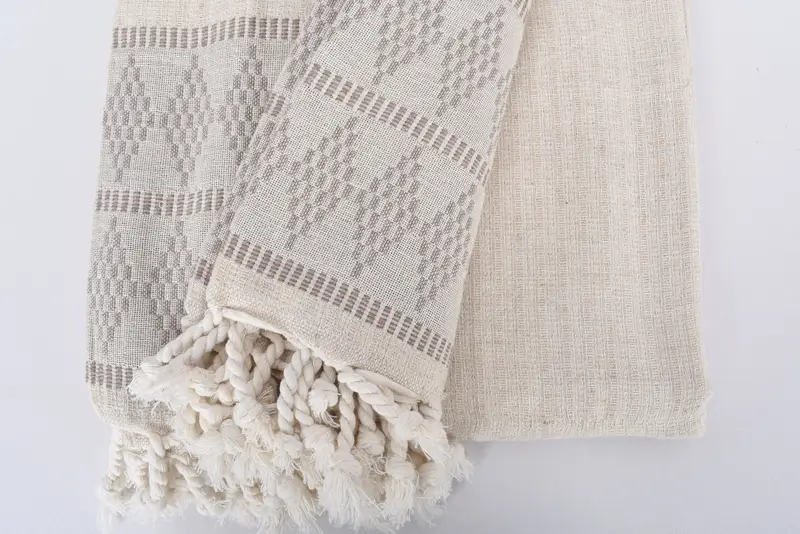 100x88 Linen Kilim Design Towel, Home Decor Blankets, Turkish Blanket Queen, Turkish Blanket, Organic Throw, Bridesmaid Gifts, Woven Throw Blanket - 8