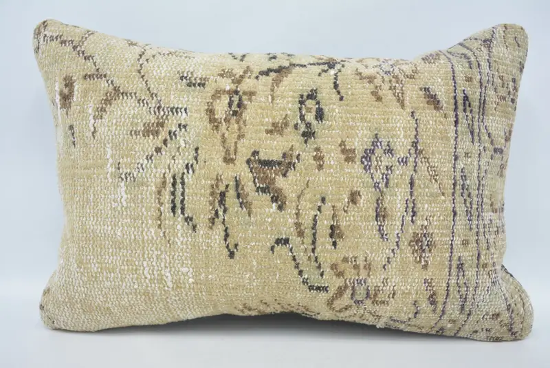 Pillow for Couch, Cushion Case, 16x24 Beige Cushion Case, Vintage Kilim Pillow, Handmade Throw Pillow Cover, Boho Pillow, Turkish Rugs Cushion Case - 1