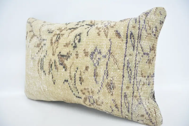 Pillow for Couch, Cushion Case, 16x24 Beige Cushion Case, Vintage Kilim Pillow, Handmade Throw Pillow Cover, Boho Pillow, Turkish Rugs Cushion Case - 4