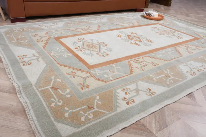 5.4x7.6 ft Turkish Oushak Rug, Vintage Rug, Gray Oriental Wool Rug - 1