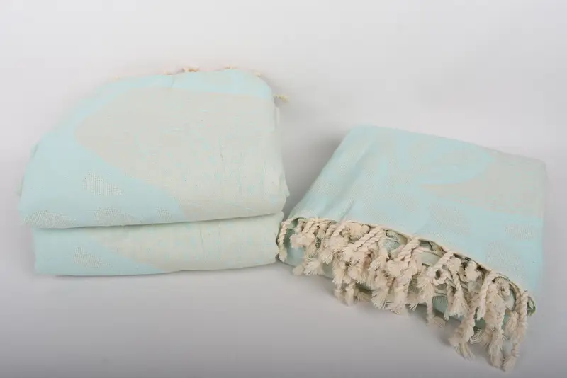 Embroidered Bedspread, Bachelorette Gifts, 100x92 Cotton Whale Design Towel, Boho Throw Blankets, Wedding Anniversary Gift, Bridal Shower Gift - 7