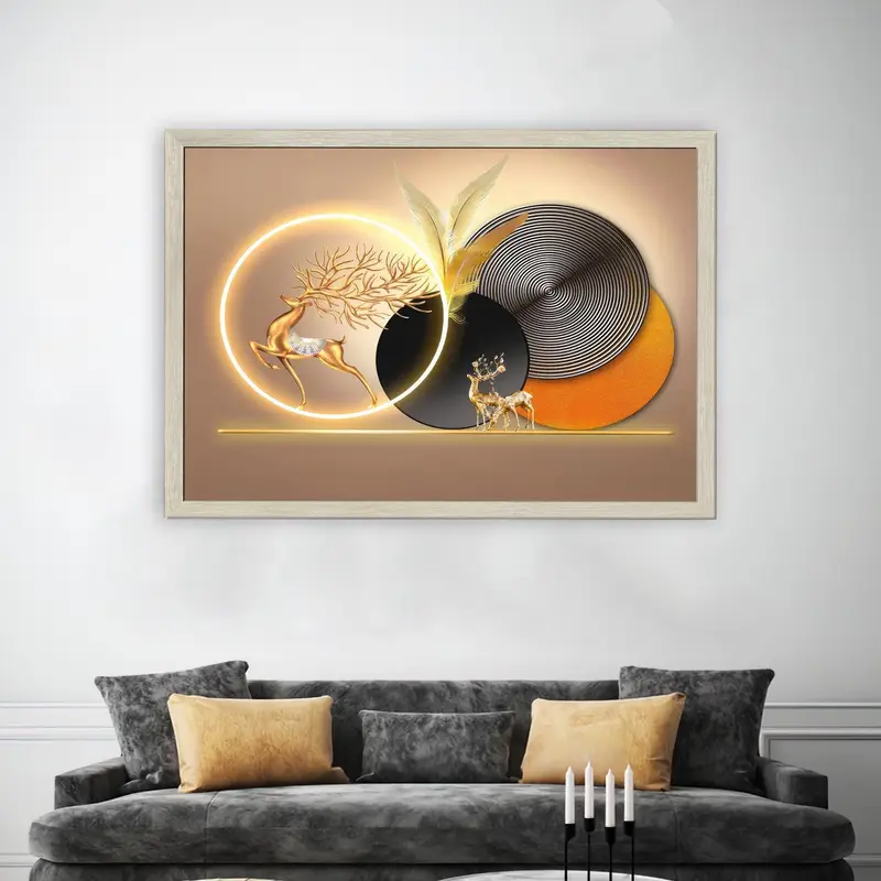 Elegant Gold Abstract Deer Printed Glass - Modern Deer Lover Gift