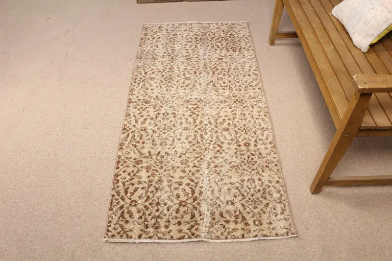 ベージュ&ブラウンストライプラグ 2.6x5.6フィート エレガントな装飾