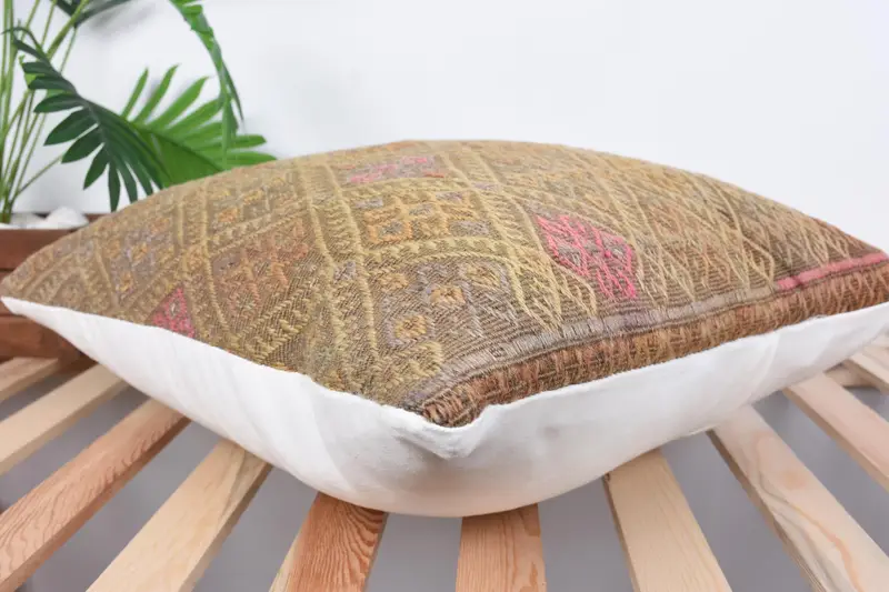 Pillow for Sofa, Ethnic Throw Pillow Sham, Vintage Kilim Throw Pillow, Pillow, Oriental Pillow Sham, 20x20 Brown Cushion Cover, Antique Pillows - 6