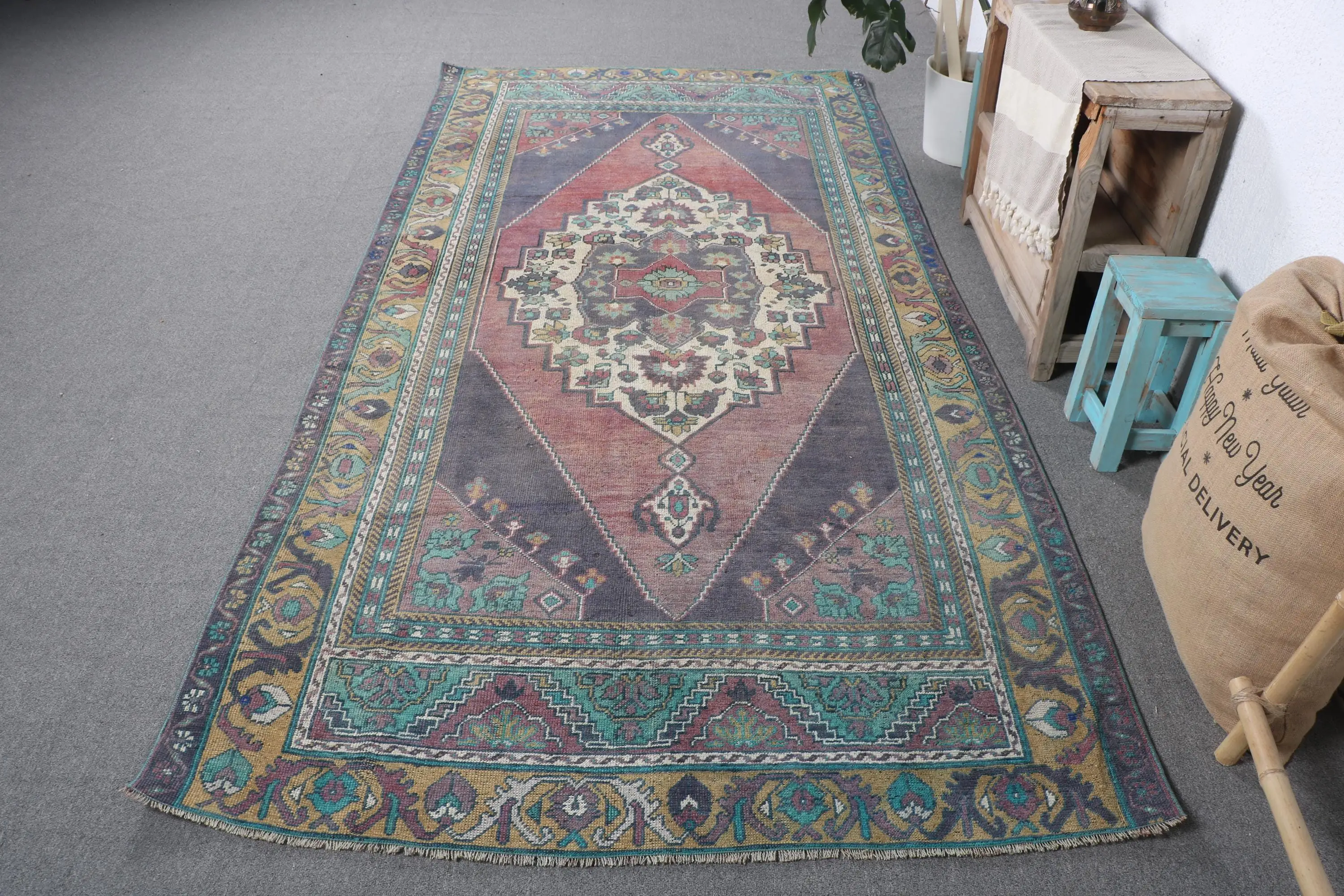 Türk Vintage Halısı 4,9x9,8 ft (148x300 cm), Kırmızı Yün Halı - 1
