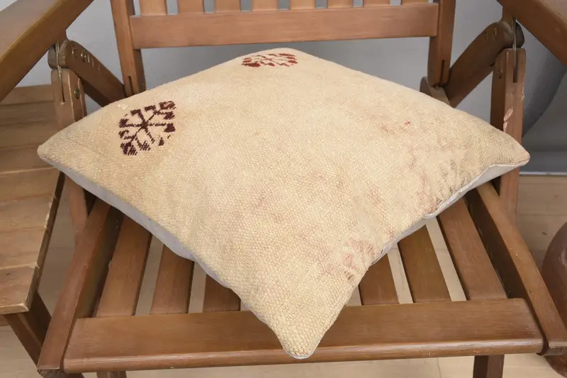 Vintage Kilim Throw Pillow, 16x16 Beige Pillow Case, Pillow for Sofa, Colorful Pillow Case, Ethnical Kilim Rug Pillow, Cushion - 4