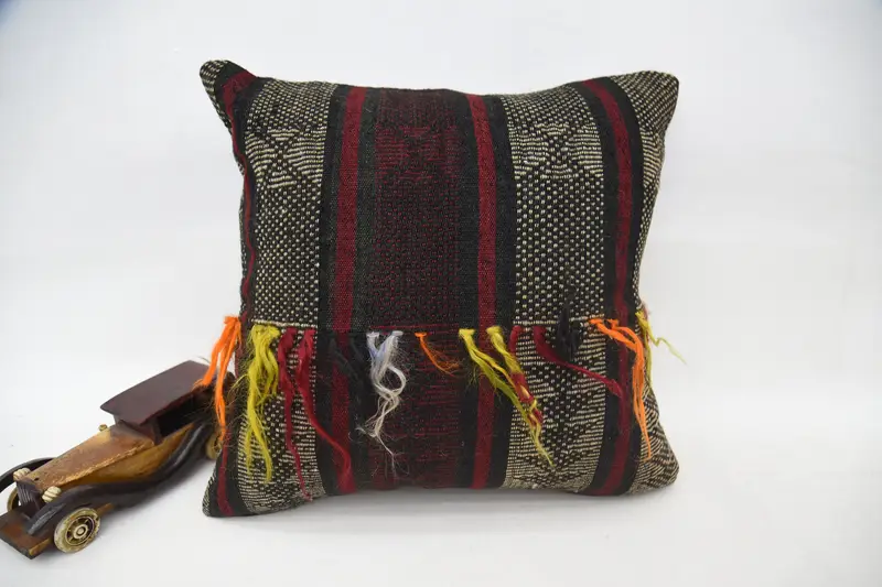 Pillow, Kilim Pillow, Interior Designer Pillow, Throw Kilim Pillow, Personalized Gift Pillow Cushion Case, 16x16 Red Pillow Case - 1