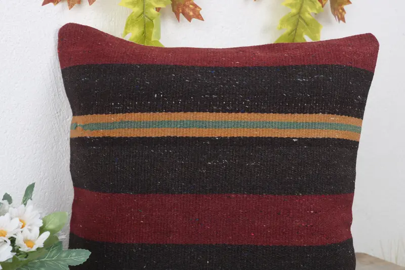 Cushion Cover, 14x14 Red Cushion Cover, Vintage Kilim Throw Pillow, Authentic Cushion Case, Kilim Cushion Sham, Pillow for Sofa - 5