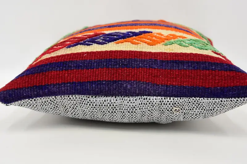 Cushion Cover, Vintage Kilim Throw Pillow, Aesthetic Cushion, Kilim Pillow, Vintage Pillow, Rustic Pillow Case, 12x12 Orange Cushion Cover - 5