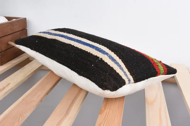 Pillow, 8x16 Black Cushion, Shabby Chic Cushion, Living Room Throw Pillow Sham, Boho Pillow Sham Cover, Handmade Kilim Cushion, Pillow for Sofa - 6