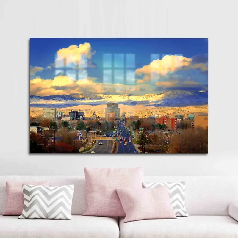 エレガントなプリントガラス：美しい空の冬の街並みをテーマに