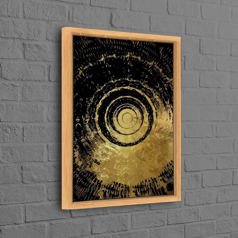 ゴールデン抽象高級キャンバス: ブラック&ゴールドプリントアート