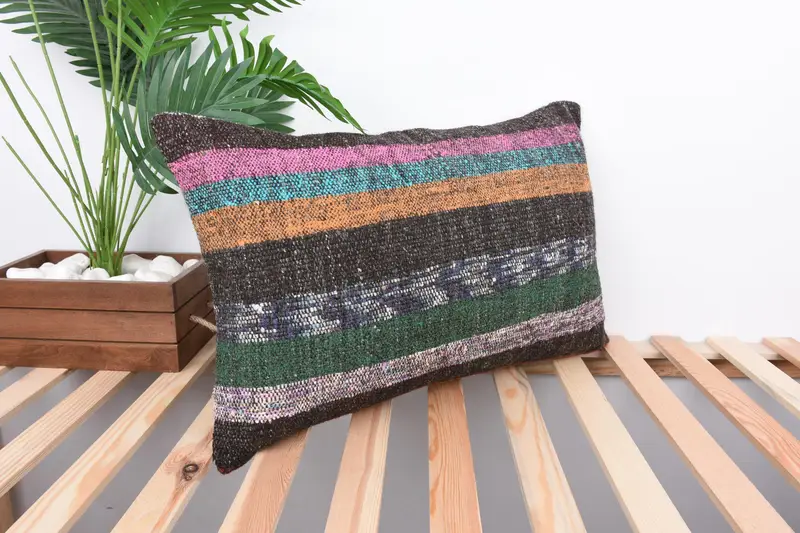 Home Decor Pillow, Retro Throw Cushion, Pillow, 16x24 Brown Pillow, Kilim Pillow Cover, Interior Designer Pillow, Accent Throw Cushion Cover - 4