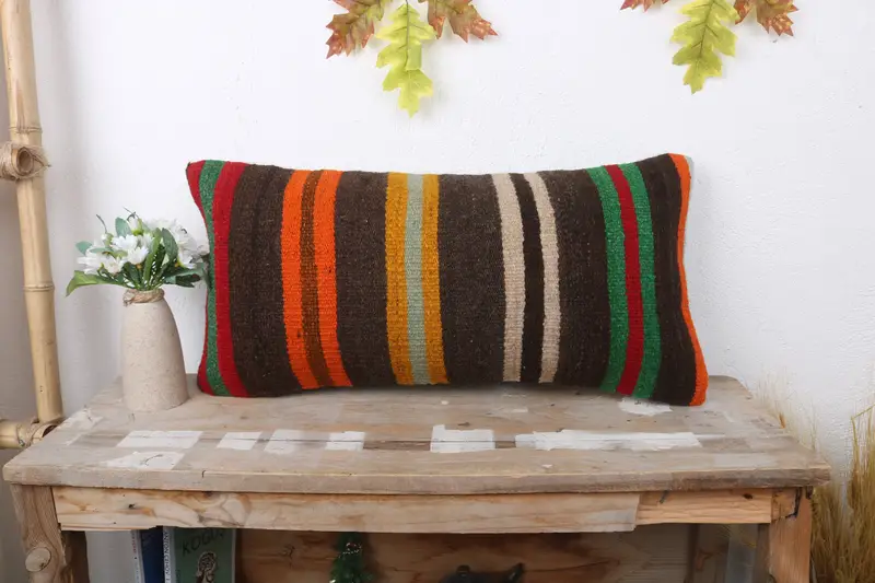 Pillow for Sofa, Cushion, Home Decor Pillow, Interior Designer Pillow, Boho Chic Pillow Sham, 12x24 Brown Pillow Case, Pet Cushion Cover - 1