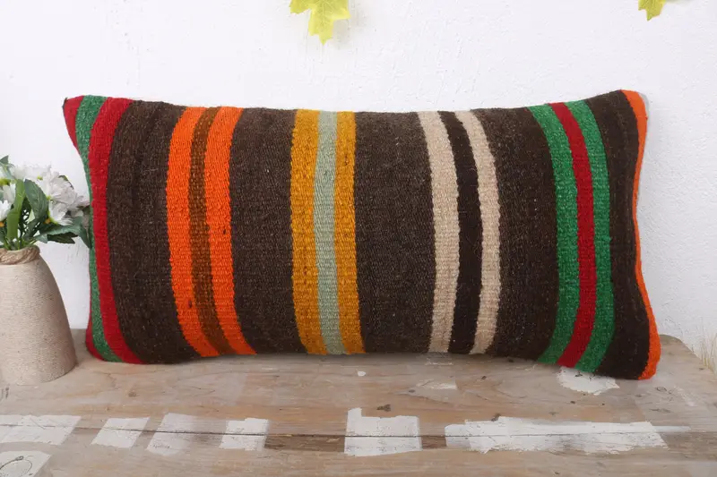 Pillow for Sofa, Cushion, Home Decor Pillow, Interior Designer Pillow, Boho Chic Pillow Sham, 12x24 Brown Pillow Case, Pet Cushion Cover - 2