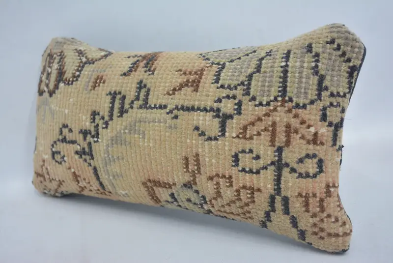 Meditation Cushion, Retro Throw Pillow, Antique Pillows, 8x16 Beige Cushion Case, Kilim Cushion Sham, Cushion Cover, Ethnical Kilim Rug Pillow - 4