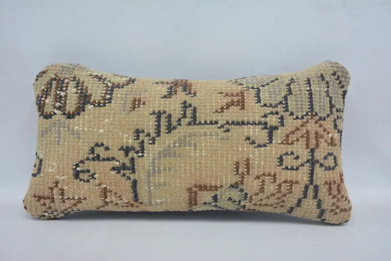 Meditation Cushion, Retro Throw Pillow, Antique Pillows, 8x16 Beige Cushion Case, Kilim Cushion Sham, Cushion Cover, Ethnical Kilim Rug Pillow - 1