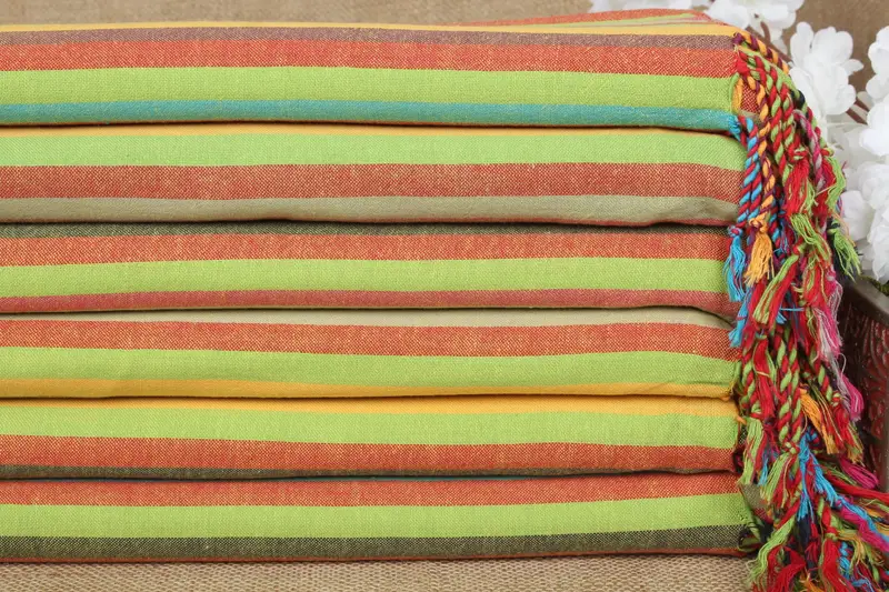 Beach Towel Monogrammed Turkish Cotton Green-Mustard Stripes, 36x71 Inches