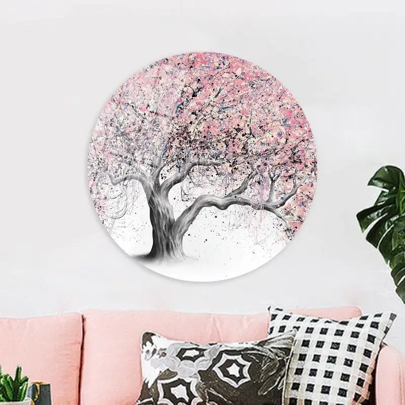 モダンなピンクの木のキャンバス: 現代空間のための抽象アート