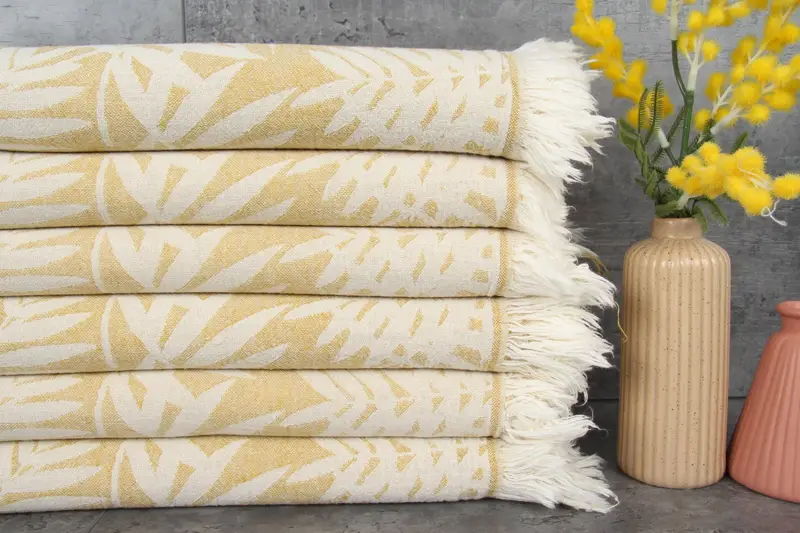 Turkish Beach Towel Floral Patterned Organic Cotton, 40x63 Inches