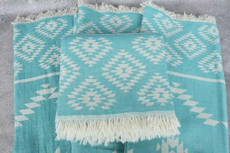 Personalized Beach Towel, 70x36 Cotton Kilim Towel, Gift Boxes Towel, Embroidered Towel, Turkish hand towel, Extra large Turkish bath towel - 4