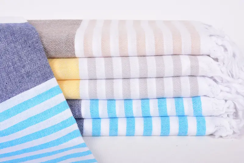 Beach Towel Yellow Striped Organic Cotton, Bachelorette Party Favor, 67x32 Inches