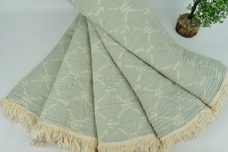 Personalized Home Gift Wedding, Bridal Gifts, Custom Blanket, Organic Throw, 88x68 Cotton Marine Design Towel, Wedding Favors, Throw Blanket Couch - 5