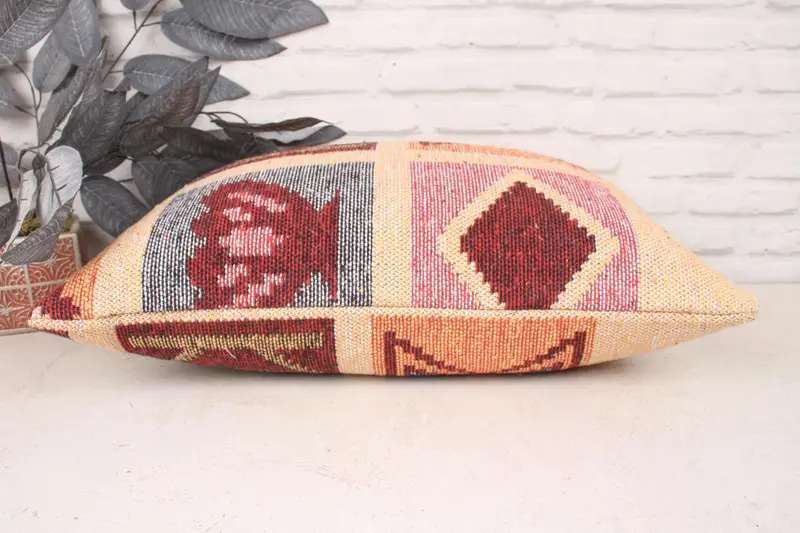 Pillow Sham, Aztec Cushion Cover, Vintage Kilim Pillow, Boho Pillow, Vintage Kilim Throw Pillow, 16x24 Beige Cushion Cover, Accent Cushion - 5