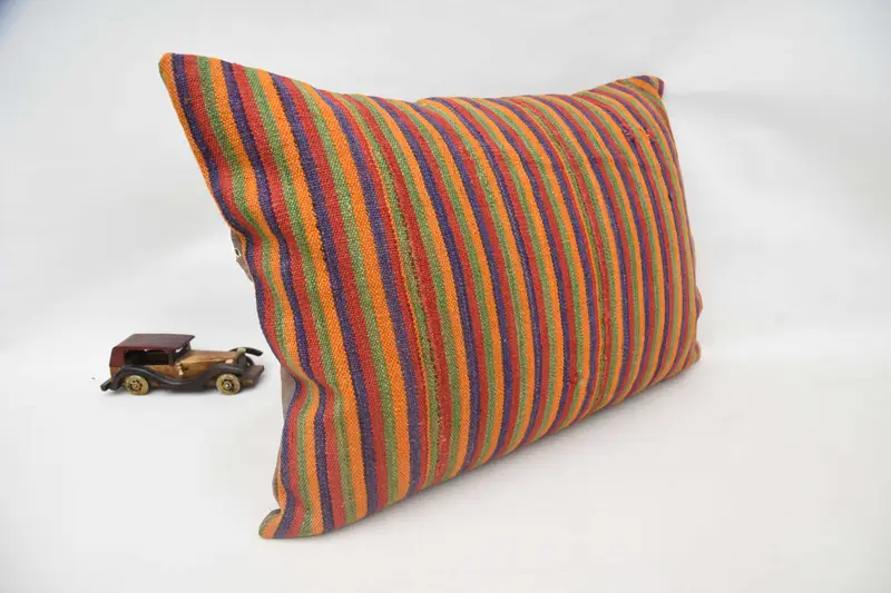 Turkish Kilim Pillow, Antique Pillows, 20x28 Orange Pillow Case, Pillow, Gift Pillow, Colorful Cushion Case, Square Throw Cushion - 3