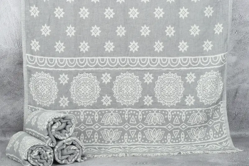 Turkish Towel Organic Cotton Dark Gray, Rainbow Towel, 36x71 Inches