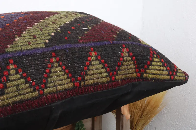 Vintage Kilim Throw Pillow, 28x28 Red Pillow Cover, Home Decor Pillow, Boho Pillow Sham Cover, Vintage Cushion, Cushion Cover - 6