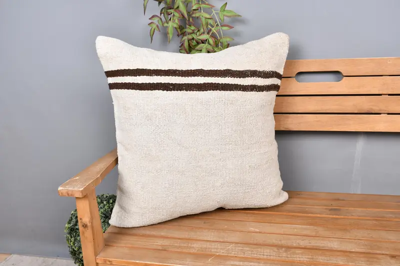 Home Decor Pillow, Gift Pillow, Pillow Cover, Pillow for Sofa, Living Room Throw Pillow, Handmade Throw Pillow Cover, 24x24 Beige Cushion Case - 1