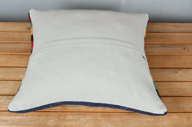 Gift Pillow, Kilim Cushion Sham, Pattern Throw Cushion Cover, Oriental Pillow Case, 18x18 Red Cushion Case, Pillow Cover, Vintage Kilim Throw Pillow - 5