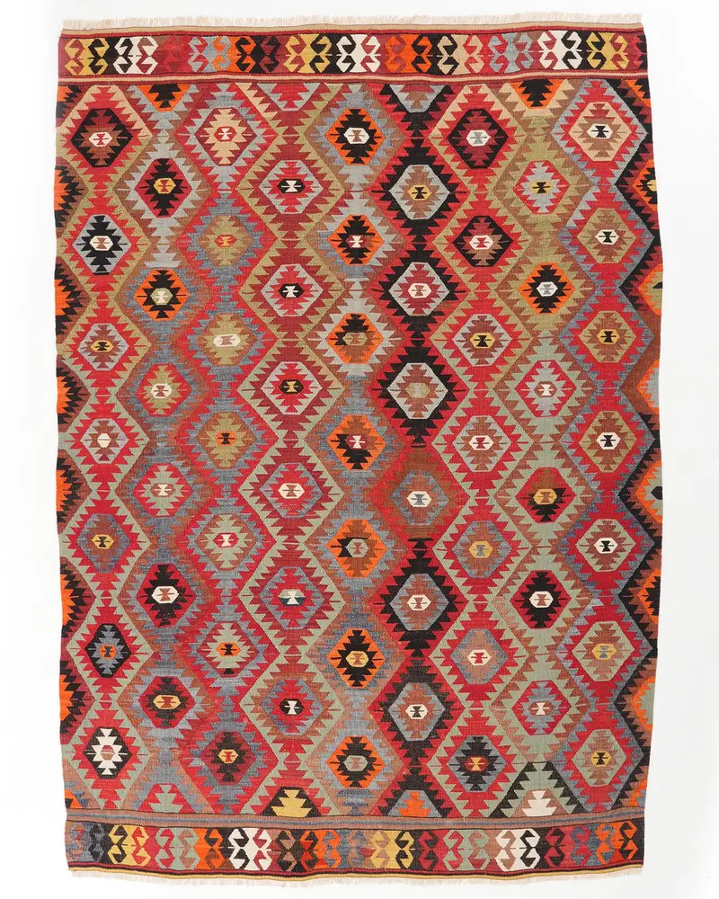 Red Rainbow Rug, 5.3x8 ft Vibrant Decor
