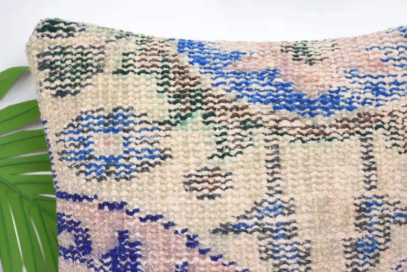 Throw Kilim Pillow, Kilim Pillow, Pillow Sham, Kilim Pillow Cover, Authentic Pillow, Garden Pillow Sham, 12x12 Blue Pillow Case - 2