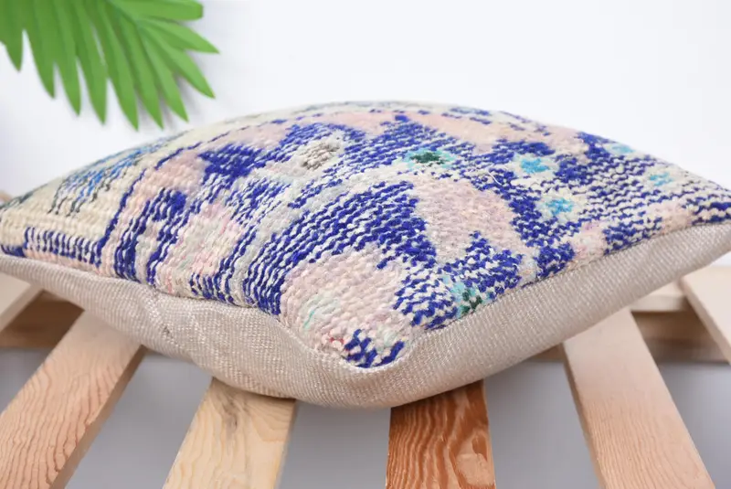 Throw Kilim Pillow, Kilim Pillow, Pillow Sham, Kilim Pillow Cover, Authentic Pillow, Garden Pillow Sham, 12x12 Blue Pillow Case - 6